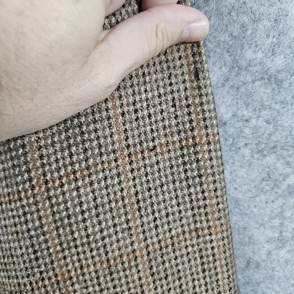 Lands End Men's Blazer Brown‎ Windowpane Tweed Size 42S 100% Lambswool PINHOLES